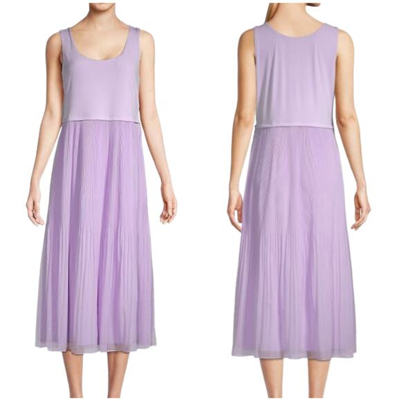 Calvin Klein NWT Solid-Hued Ruffle A-Line Midi Dress Size XS Opal Purple Chiffon - Picture 1 of 8